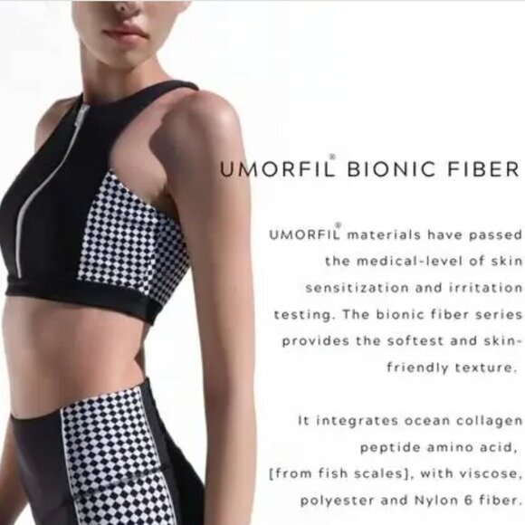 IVL Collective Sport Bra Black White Checkered Front Zip Women's 6 Workout - Picture 3 of 12